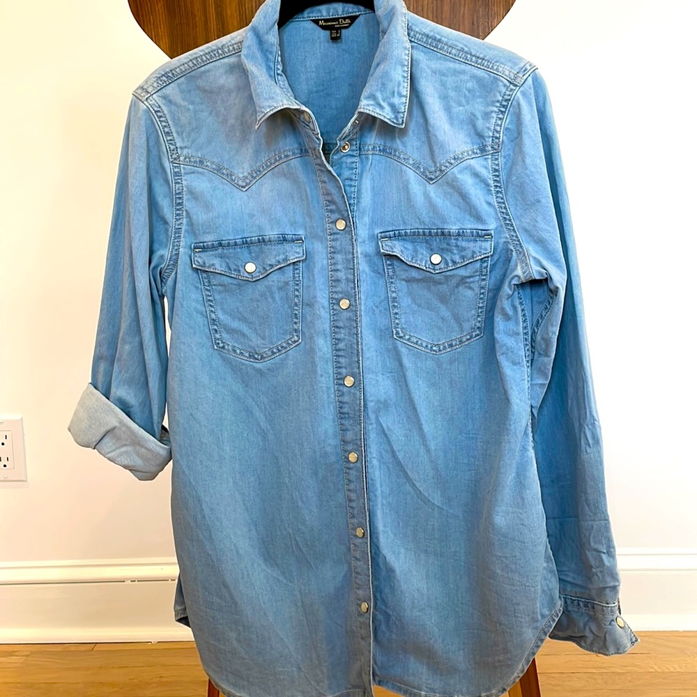 Massimo Dutti light wash denim shirt
